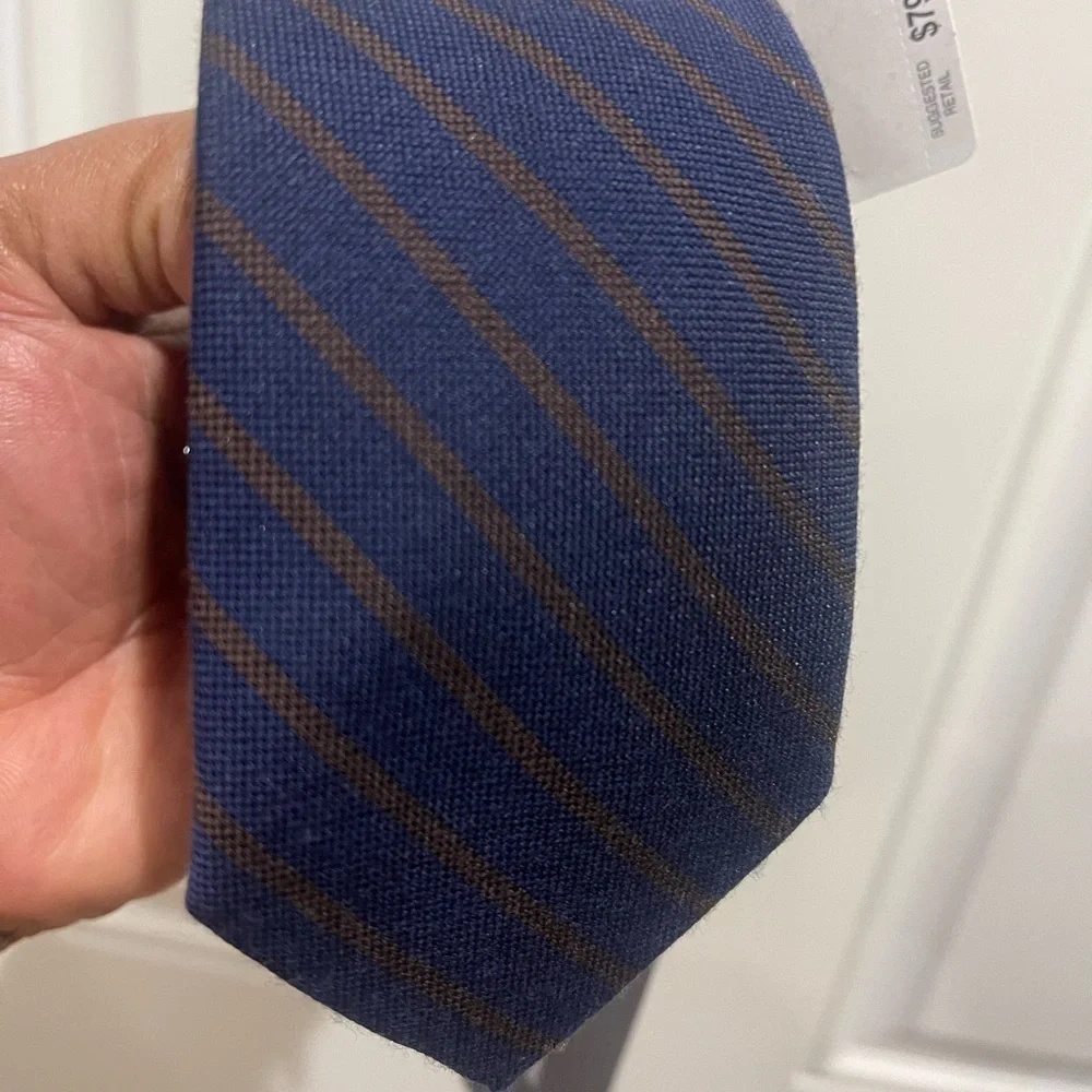 NWT Michael Kors Navy Tie with Brown Diagonal Stripe Sz OS - Picture 12 of 14